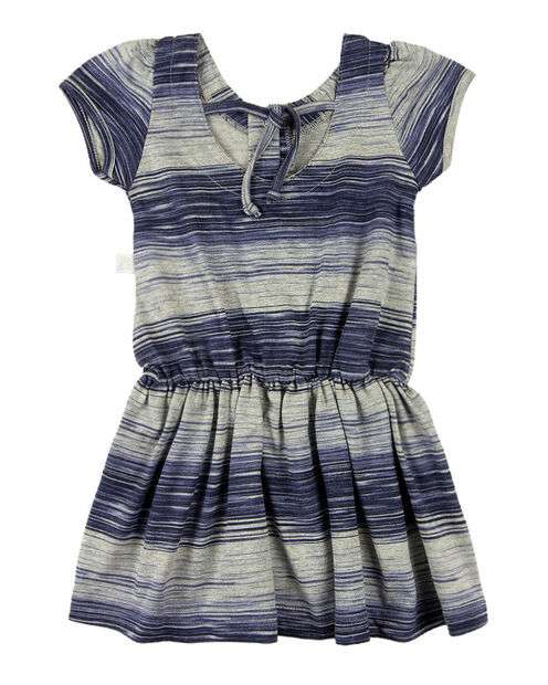 Vestido Infantil Malha Mescla Estampada Strass - Marinho