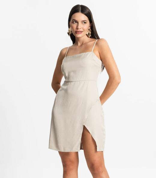 Vestido Feminino Curto Alcinha Com Fenda Style Box Rosa