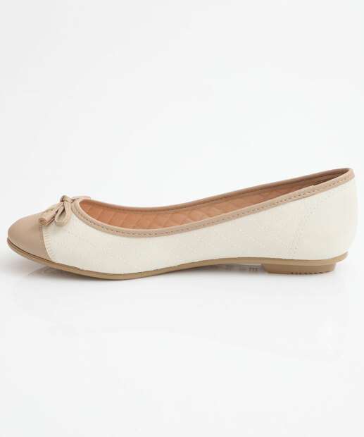 Sapatilha Feminina Bicolor Verniz Moleca Bege