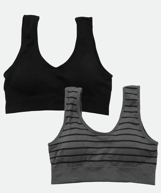 Image_Kit 2 Sutiãs Top Sem Costura Com Bojo Removível Marisa Cinza