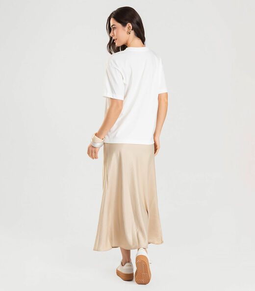 Blusa Feminina Manga Curta Oversized Dianna Bege