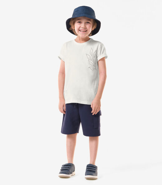 Conjunto Infantil Camiseta Com Bermuda Trick Nick Bege