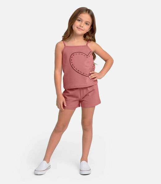 Conjunto Infantil Blusa e Shorts Menina Select Rosa