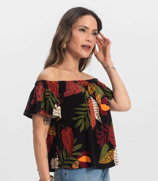 Blusa Feminina Ciganinha Infinita Cor Preto