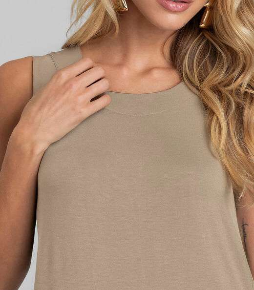 Vestido Midi Feminino em Malha Visco Dianna Marrom