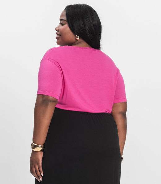 Camisa Manga Curta Plus Size Secret Glam Rosa