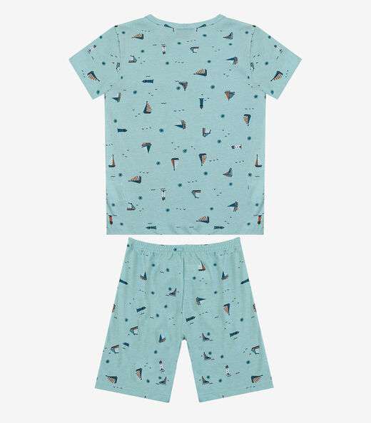 Pijama Infantil Camiseta e Bermuda Select Azul