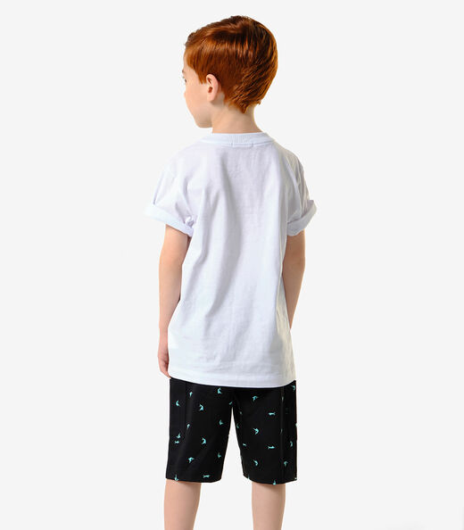 Conjunto Infantil Camiseta Com Bermuda Trick Nick Branco