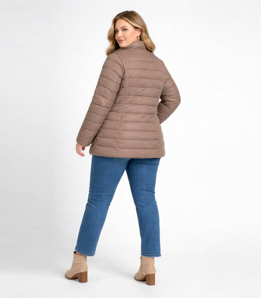 Jaqueta Feminina Plus Size Peluciada Sea Surf Bege