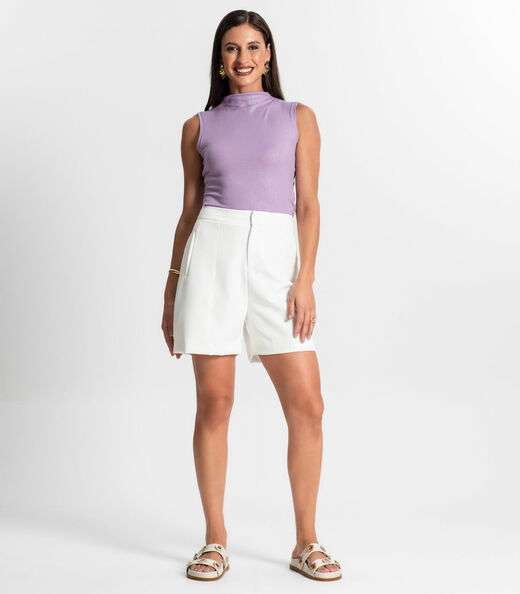 Regata Feminina Em Ribana Canelada Lurex Rovitex Roxo