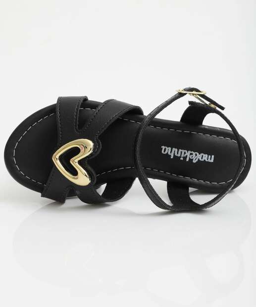 Sandália Infantil Coração Molekinha Preto