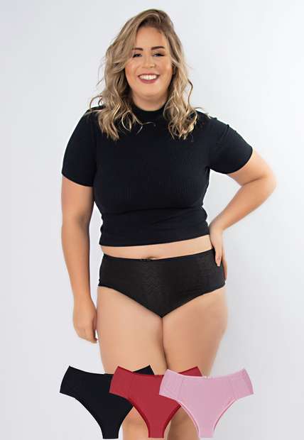 Image_Kit 3 Calcinhas Serena Plus Size Microfibra Concept Lingerie Multicolorido