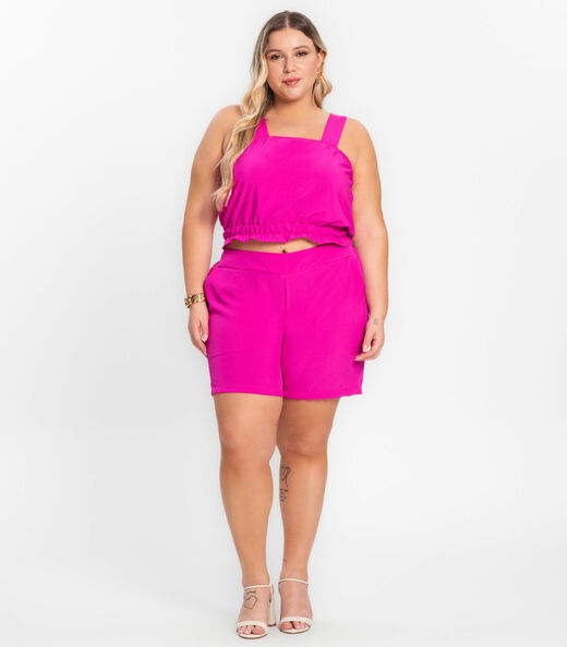 Regata Cropped Plus Size Neon Secret Glam Rosa