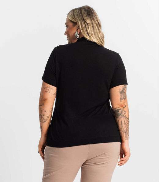 Blusa Gola Alta Feminina Plus Size Secret Glam Preto
