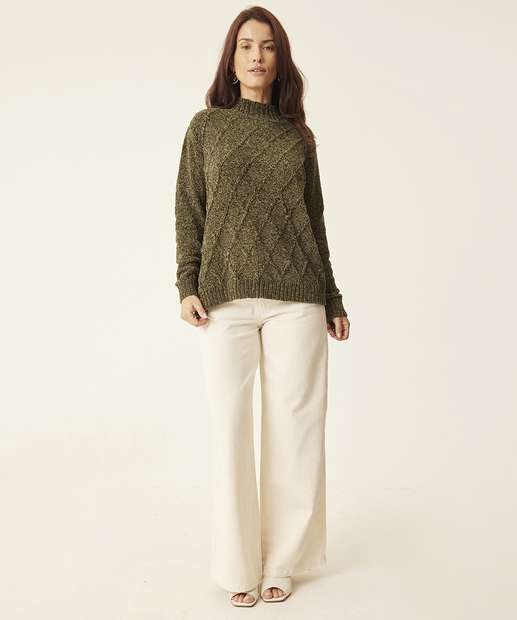 Calça Wide Leg Feminina Sarja Marisa