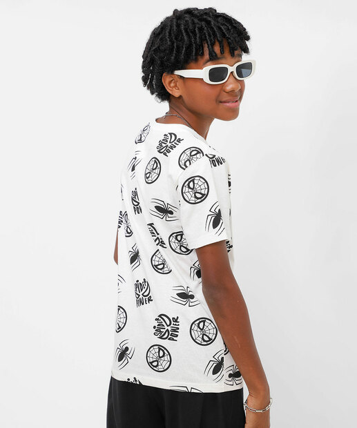 Camiseta Juvenil Homem Aranha Marvel Tam 10 a 16 Off White