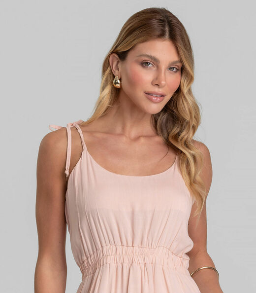 Vestido Curto Feminino De Alça Em Viscose Dianna Marrom