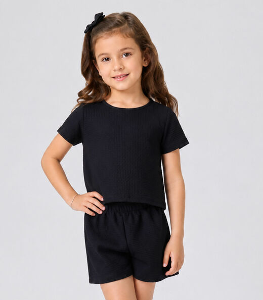 Image_Conjunto Infantil Feminino Blusa e Short Select Preto