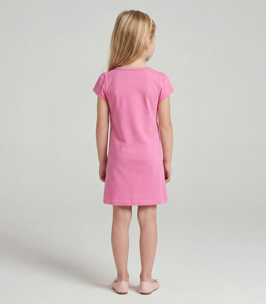Vestido Infantil Manga Curta Estampado Select Rosa