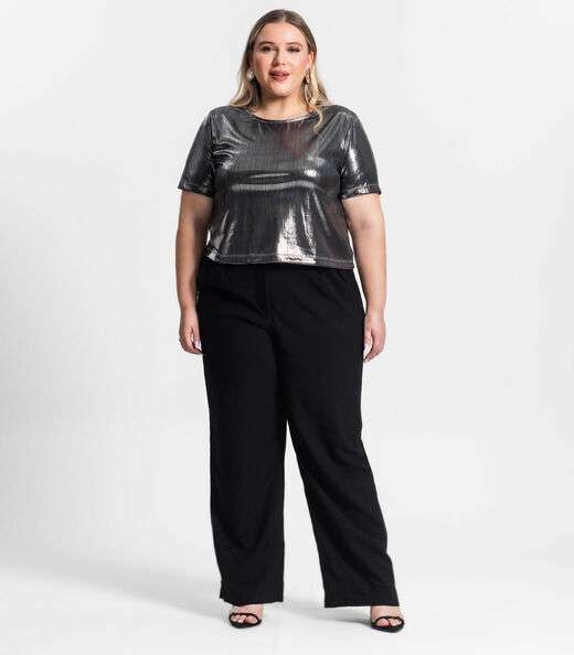 Blusa Feminina Plus Size Secret Glam Cinza