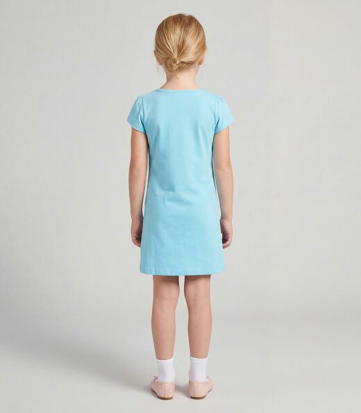 Vestido Infantil Manga Curta Estampado Select Azul