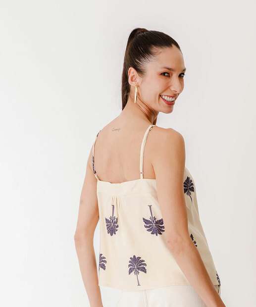 Blusa Feminina Estampa Coqueiros Alças FInas Marisa