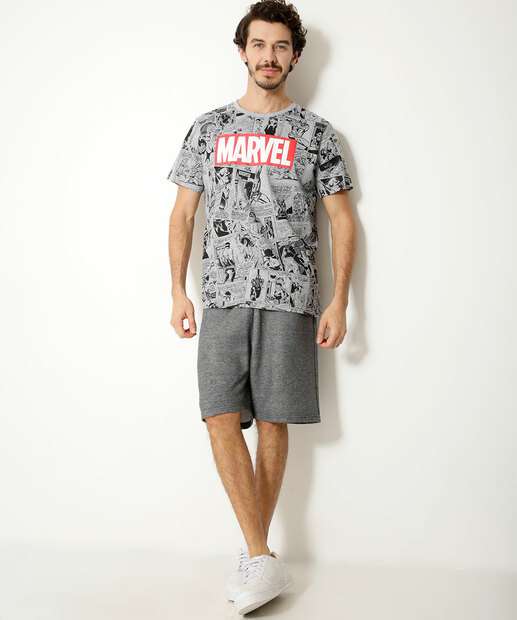 Camiseta Masculina Quadrinhos Manga Curta Marvel