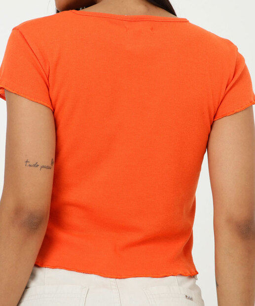 Blusa Cropped Feminina Canelada Botões Marisa