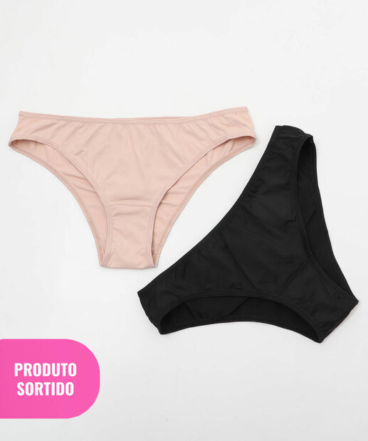 Image_Kit Sortido 2 Calcinhas Biquíni Estampada Bege