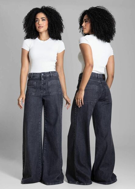 Calça Jeans Sawary Super Wide Leg - 282604