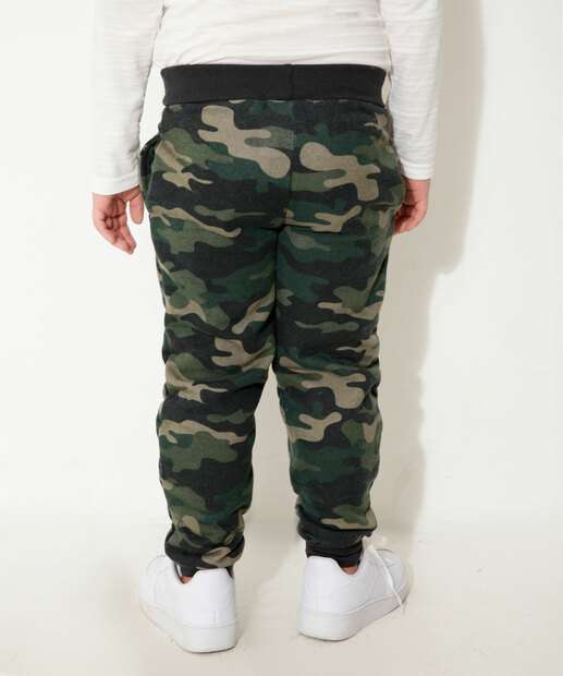 Calça Infantil Jogger Moletom Camuflado MR Tam 4 a 10