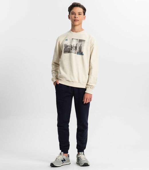 Blusão Juvenil Masculino Em Moletom Minty Bege