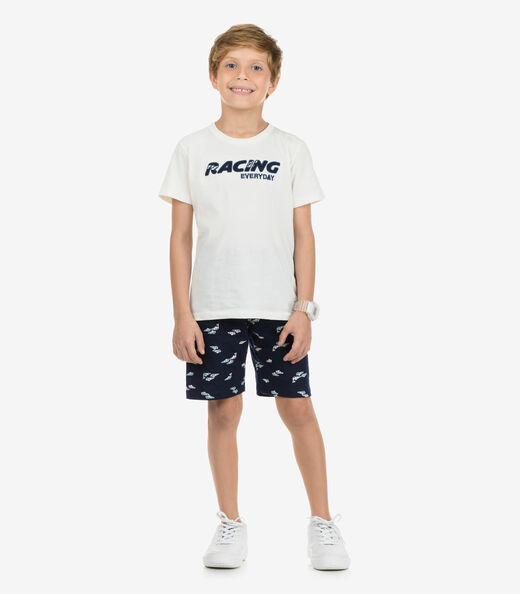 Conjunto Camiseta com Bermuda Menino Rovi Kids Bege