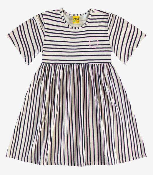Vestido Infantil Visco Maquinetada Rovi Kids Azul