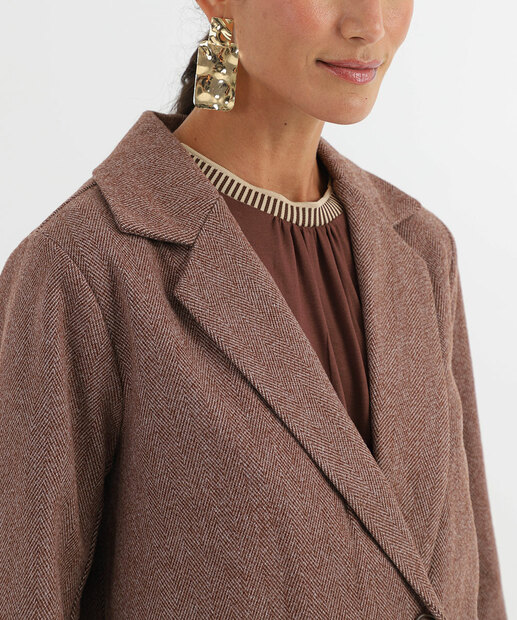 Casaco Feminino Polivelour Botões Marisa Marrom