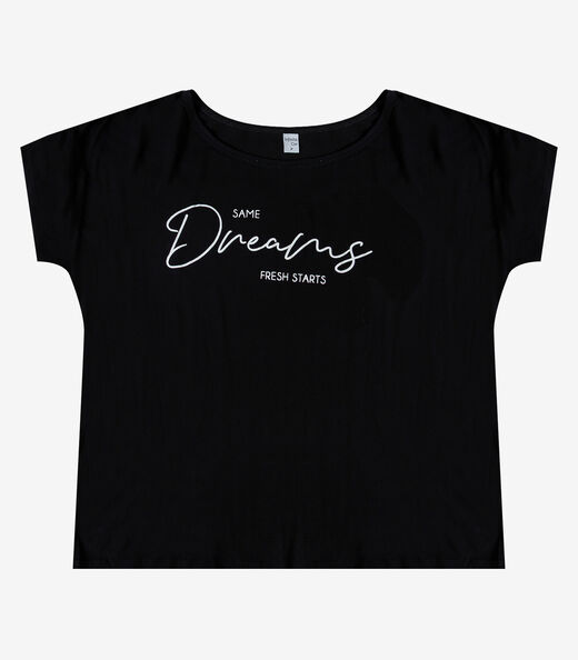 Blusa Feminina Manga Curta Infinita Cor Preto
