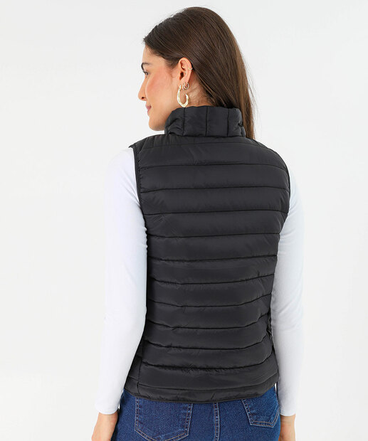 Colete Feminino Puffer Bolsos Marisa Preto