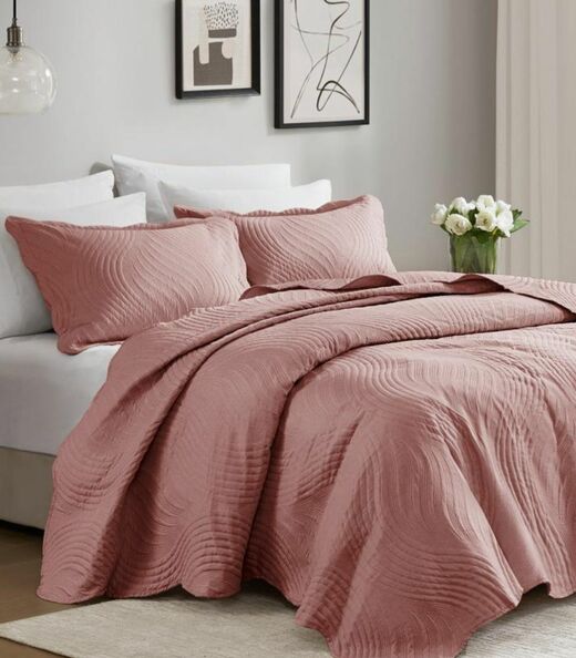 Jogo De Colcha Queen Milão 150 Fios Corttex Rosa