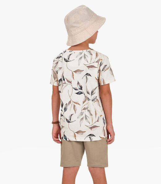 Conjunto Camiseta com Bermuda Menino Trick Nick Bege