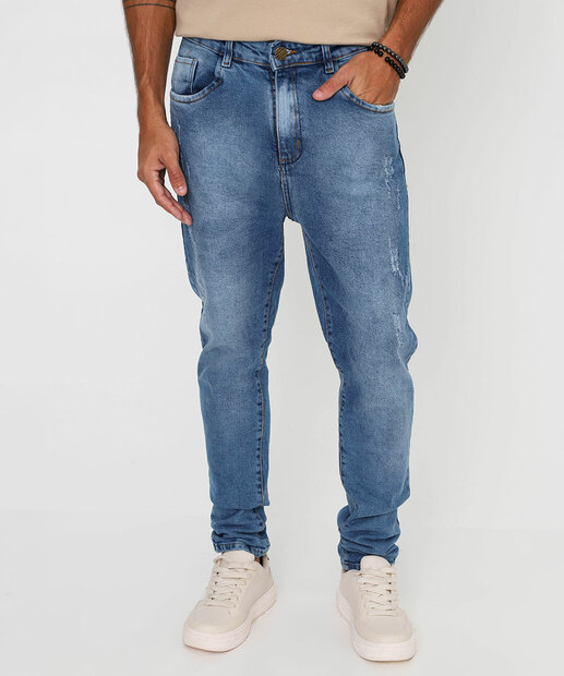 Calça Masculina Jeans Skinny Bolsos Azul Escuro