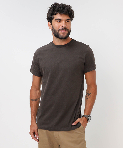 Image_Camiseta Masculina Básica Manga Curta Marisa Marrom
