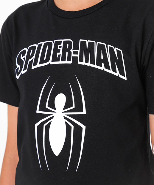 Camiseta Juvenil Homem Aranha Marvel Tam 10 a 16 Preto