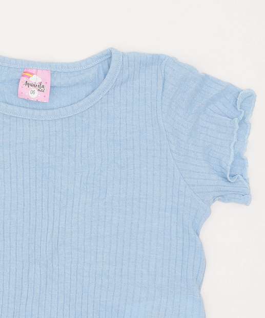Blusa Infantil Canelada Manga Curta Tam 4 a 10
