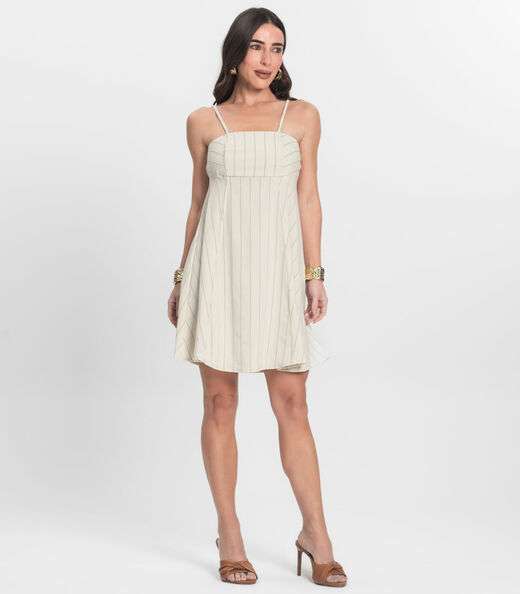 Vestido Curto De Alças Decote Quadrado Endless Bege