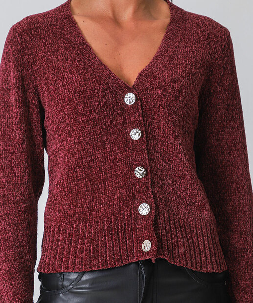 Cardigan Feminino Chenille Marisa Vinho