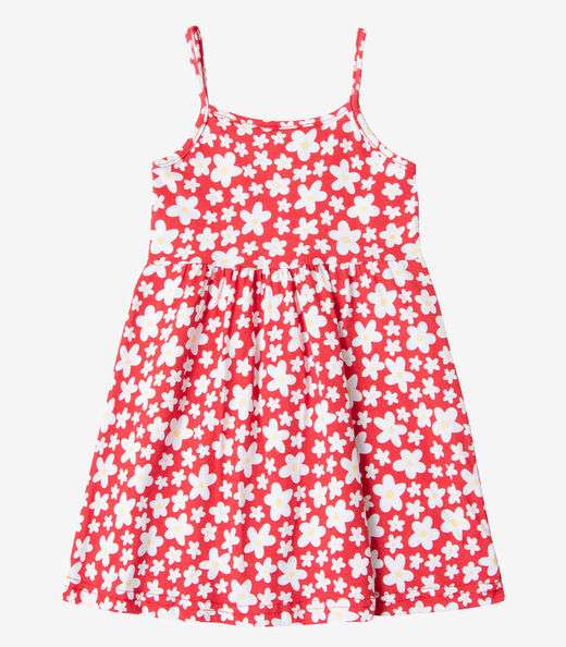 Vestido Infantil Estampado de Alcinha Bju Kids Vermelho
