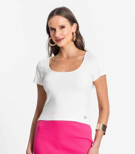 Blusa De Viscotorcion Decote Feminino Endless Bege
