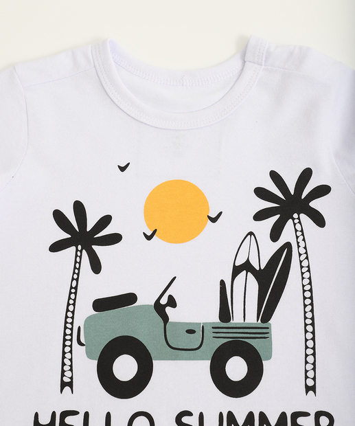 Camiseta Infantil Estampa Carro Marisa Tam 1 a 3 Branco