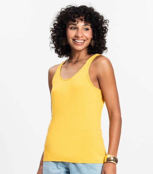 Regata Feminina Básica em Viscotorcion Rovitex Amarelo