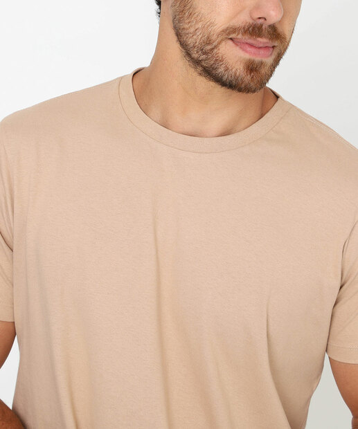 Camiseta Masculina Básica Manga Curta Marisa Bege